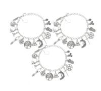 Générique Bracelet de charme sorcière vintage, bijoux céleste gothique d'argent antique avec arbre de vie lune soleil pentagrame hibouille charmes, bijoux art décor pour fête Halloween