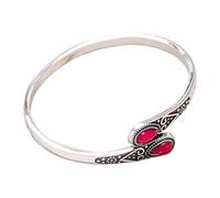Générique Bracelet de couple en alliage vert imitation incrusté rétro réglable à ouverture conviviale Plaqué Messages Homme Bijoux (Red, One Size)