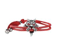 Générique Bracelet De Dragon De Silber | Bijoux De Bracelet De Dragon Vintage | Bracelemignon | En Métal Tressé 9cm 8g En Bleu Rouge Symbole Noir Pour Le Courage De La Liberté
