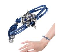 Générique Bracelet De Dragon De Silber | Bijoux De Bracelet De Dragon Vintage | Bracelemignon | En Métal Tressé 9cm 8g En Bleu Rouge Symbole Noir Pour Le Courage De La Liberté