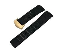 Générique Bracelet de montre compatible avec TAG Heuer Grand Carrera Aquaracer, bracelet en silicone souple for homme, caoutchouc, chaîne(Black-gold,24mm)