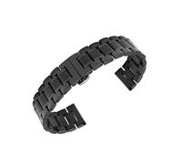 Générique Bracelet de montre en acier inoxydable 12, 14, 16, 18, 19, 20, 21, 22, 24 mm, tête plate/coude, double usage, avec boucle papillon(Black,16mm)