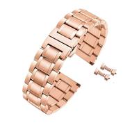 Générique Bracelet de montre en acier inoxydable massif, 16, 18, 20, 22, 24 mm, avec extrémités plates/courbées, accessoires de montre(Rose Gold,18mm)