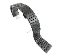 Générique Bracelet de montre en acier inoxydable, tête plate/coude, double usage, fermoir papillon(Black,16mm)