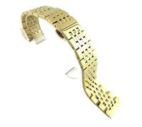 Générique Bracelet de montre en acier inoxydable, tête plate/coude, double usage, fermoir papillon(Gold,20mm)