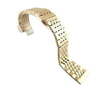 Générique Bracelet de montre en acier inoxydable, tête plate/coude, double usage, fermoir papillon(Rose Gold,22mm)