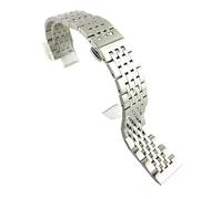 Générique Bracelet de montre en acier inoxydable, tête plate/coude, double usage, fermoir papillon(Silver,16mm)