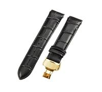 Générique Bracelet De Montre En Cuir À Extrémité Incurvée 22 Mm, 23, 24, Compatible Avec Tissot Couturier T035, Boucle Acier, Marron(Black-Golden-B1,22mm)
