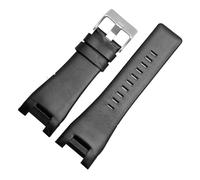 Générique Bracelet de montre en cuir avec encoche, compatible les montres Diesel DZ1216, DZ1273, DZ4246, DZ4247 et DZ287(B Black-silver)