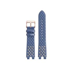 Générique Bracelet de montre en cuir compatible avec VERSACE PALAZZO VECQ00418/VECQ00118, 17 mm, noir, bleu, rouge, blanc, en forme de U, en cuir de vache