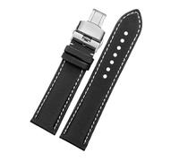 Générique Bracelet de montre en cuir et nylon, 20 mm, 22, 24, compatible avec Tudor Black Shield Breitling Tissot Starfish, bracelet toile for hommes femmes(White line-silver B,23mm)