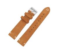 Générique Bracelet de montre en cuir souple et daim 18 mm, 19, 20, 22, jaune marron, avec barre à ressort dégagement rapide, accessoires, ceinture(Tan,22mm silver buckle)