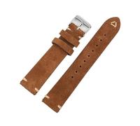 Générique Bracelet de montre en cuir souple et daim 18 mm, 19, 20, 22, jaune marron, avec barre à ressort dégagement rapide, accessoires, ceinture(Brown,18mm gold buckle)