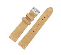 Générique Bracelet de montre en cuir souple et daim 18 mm, 19, 20, 22, jaune marron, avec barre à ressort dégagement rapide, accessoires, ceinture(Beige,18mm gold buckle)