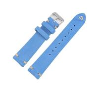 Générique Bracelet de montre en cuir souple et daim 18 mm, 19, 20, 22, jaune marron, avec barre à ressort dégagement rapide, accessoires, ceinture(Light blue,20mm black buckle)