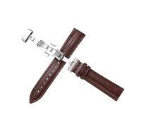 Générique Bracelet de montre en cuir vachette 16 mm, 18, 20, 22, boucle papillon à double pression, surface brillante, accessoires lézard(Brown,22mm)