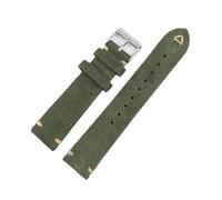 Générique Bracelet de montre en daim, cuir marron rétro, 18 mm, 19, 20, 22, coutures apparentes, bracelet rechange, pièces(Green,22mm)
