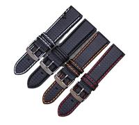 Générique Bracelet de montre en Fiber carbone for hommes, 18mm, 20mm, 22mm, 24mm, avec couture rouge + doublure cuir, fermoir acier inoxydable(Orange deploy clasp,20mm silver clasp)