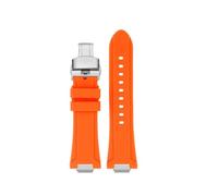 Générique Bracelet de montre en silicone à tête métallique dégagement rapide compatible avec 1853 TISSOT PRX T137.407 .410 caoutchouc Super Player 26 mm(Orange sk bk)