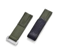 Générique Bracelet de montre réglable en cuir et nylon de 20 mm, souple, for le sport et le fitness(Green-Green Line)