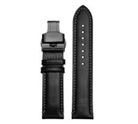 Générique Bracelet de montre souple en cuir véritable compatible avec Citizen Blue Angel Air Eagle AT8020 Jy8078, noir et bleu, 22/23 mm, accessoires(Black-Black-B1,22mm)