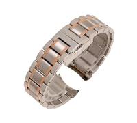 Générique Bracelet de montre universel à double usage, coude incurvé solide, tête plate, accessoires avec outil(Silver Rose Gold,22mm)