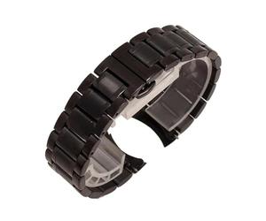 Générique Bracelet de montre universel à double usage, coude incurvé solide, tête plate, accessoires avec outil(Black,21mm)