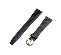 Générique Bracelet de montre vintage en cuir de veau véritable gaufré lézard, fin et souple, 12 mm, 14 mm, 16 mm, 17 mm, 18 mm, 19 mm, 20 mm, 21 mm((Black) gold buckle,17mm)
