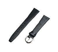 Générique Bracelet de montre vintage en cuir de veau véritable gaufré lézard, fin et souple, 12 mm, 14 mm, 16 mm, 17 mm, 18 mm, 19 mm, 20 mm, 21 mm((Black) silver buckle,14mm)