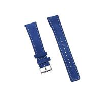 Générique Bracelet de montre vintage en cuir suédé 18 mm, 20, 22, 24, à dégagement rapide, marron, gris, noir, accessoires(DARK BLUE,22mm silver buckle)