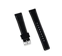 Générique Bracelet de montre vintage en cuir suédé 18 mm, 20, 22, 24, à dégagement rapide, marron, gris, noir, accessoires(BLACK,22mm silver buckle)