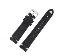 Générique Bracelet de montre vintage en cuir suédé marron beige 20 mm 22, bracelet rétro souple, compatible avec l'hiver(Black,20mm)