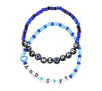 Générique Bracelet de perles colorées, joli cadeau, bracelet en cristal, idéal pour les sœurs et les filles. Laissez le bracelet en cristal témoigner de votre belle amitié. (Blue, 18cm)