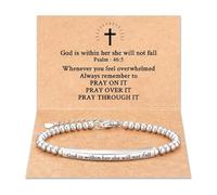 Générique Bracelet de perles gravé « Dieu est en elle, elle ne tombera pas », bracelets avec versets bibliques, bracelet de foi chrétienne « PRIEZ-LE », bijoux religieux pour femme (#1)