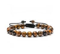 Générique Bracelet de protection en pierre de lave naturelle œil de tigre de 8 mm fait main for homme(1psc Yellow Tiger)