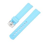 Générique Bracelet de rechange en caoutchouc for montre Omega Seamaster 300, compatible avec Swatch MoonSwatch, 20 mm, silicone TPU, étanche, for plongée(Light blue)