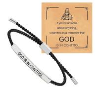 Générique Bracelet Dieu Est Aux Commandes - Bijou Chrétien Tressé Lettres Acier Inoxydable Réglable Artisanal | Bracelet Foi Motivant Hommes Femmes | Cadeau Religieux Prière, Encouragement