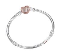 Générique bracelet en argent femme Bracelet à breloques en argent sterling véritable fait main, bracelet lisse forme de cœur for femmes et hommes, bijoux DIY 16 23 cm(Color 04,22cm)