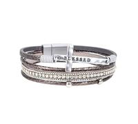 Générique Bracelet En Cuir De Foi pour Femmes Bracelet Multicouche Bohème Croisé pour Hommes Style ethnique Vintage Bracelets Manchettes Catholiques Accessoires De Bijoux Gris 19 5 Cm