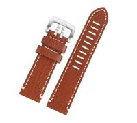 Générique Bracelet en cuir de vache, Compatible Avec LUMINOX 1861 1881 3051 8831 8830 Diesel, 22 23 24 26mm accessoires bracelet homme(Brown white -steel,22mm width)