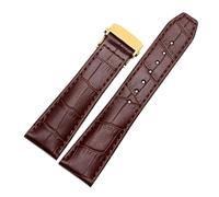 Générique Bracelet en cuir de veau première couche Compatible avec le bracelet montre MAURICE LACROIX Eliros véritable vache bandes 20mm 22mm boucle déployante(Brown gold,20mm)