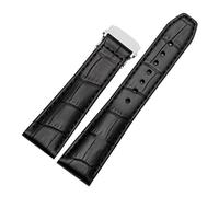 Générique Bracelet en cuir de veau première couche Compatible avec le bracelet montre MAURICE LACROIX Eliros véritable vache bandes 20mm 22mm boucle déployante(Black silver,20mm)