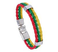 Générique Bracelet En Cuir Homme, Bracelet Tissé En Cuir Tressé Multicouche Avec Drapeau National, Manchette Torsadée, Bijoux Ethniques Vintage, Idée Cadeau Pour Hommes Et Femmes, Portugal, 22