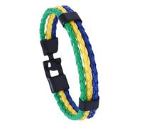 Générique Bracelet En Cuir Homme, Bracelet Tressé Drapeau National En Cuir Tressé Multicouche, Bracelet Simple De Football, Bijoux De Charme Ethnique Vintage, Idée Cadeau Pour Hommes Et Femmes