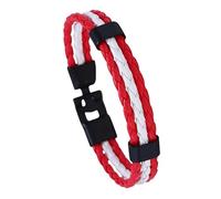 Générique Bracelet En Cuir Homme, Bracelet Tressé Drapeau National En Cuir Tressé Torsadé Multicouche Bracelet Simple Bracelets De Football Bijoux De Charme Ethnique Vintage Idée Cadeau Pour H