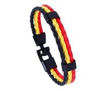 Générique Bracelet En Cuir Homme, Bracelet Tressé Drapeau National En Cuir Tressé Torsadé Multicouche Bracelet Simple Football Bracelets Vintage Charme Ethnique Bijoux Idée Cadeau Pour Hommes
