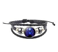 Générique Bracelet En Cuir Pour Homme, Bracelet En Cuir 12 Constellations Pour Homme, Manchette Réglable Tressée Avec Signes Du Zodiaque, Bijoux Avec Boutons, Bijoux Astrologique Porte-Bonheur F