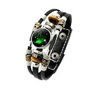 Générique Bracelet En Cuir Pour Homme, Bracelet En Cuir Avec 12 Constellations, Bijou Lumineux Avec Boutons Pression, Réglable, Fait Main, Astrologie, Cadeaux Pour Femmes Et Hommes Bélier