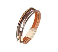 Générique Bracelet En Cuir Pour Homme, Bracelet En Cuir Et Cristal Pour Femme, Manchette Multicouche, Bijoux Bohèmes Faits À La Main Avec Pierres Précieuses Et Pochette, Cadeaux D'Anniversaire
