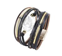 Générique Bracelet En Cuir Pour Homme, Bracelet En Cuir Multicouche Pour Femme, Fermoir Magnétique, Empilable, Fait À La Main, Coquillage, Perles Bohèmes, Bijoux Pour Femmes, Adolescentes, Noir